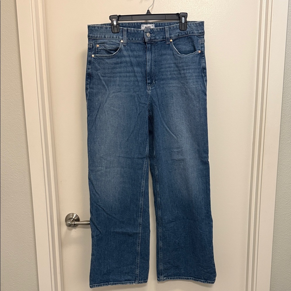 PAIGE Sasha High Rise Wide Leg Jeans in Medium Blue Wash - Picture 4 of 11
